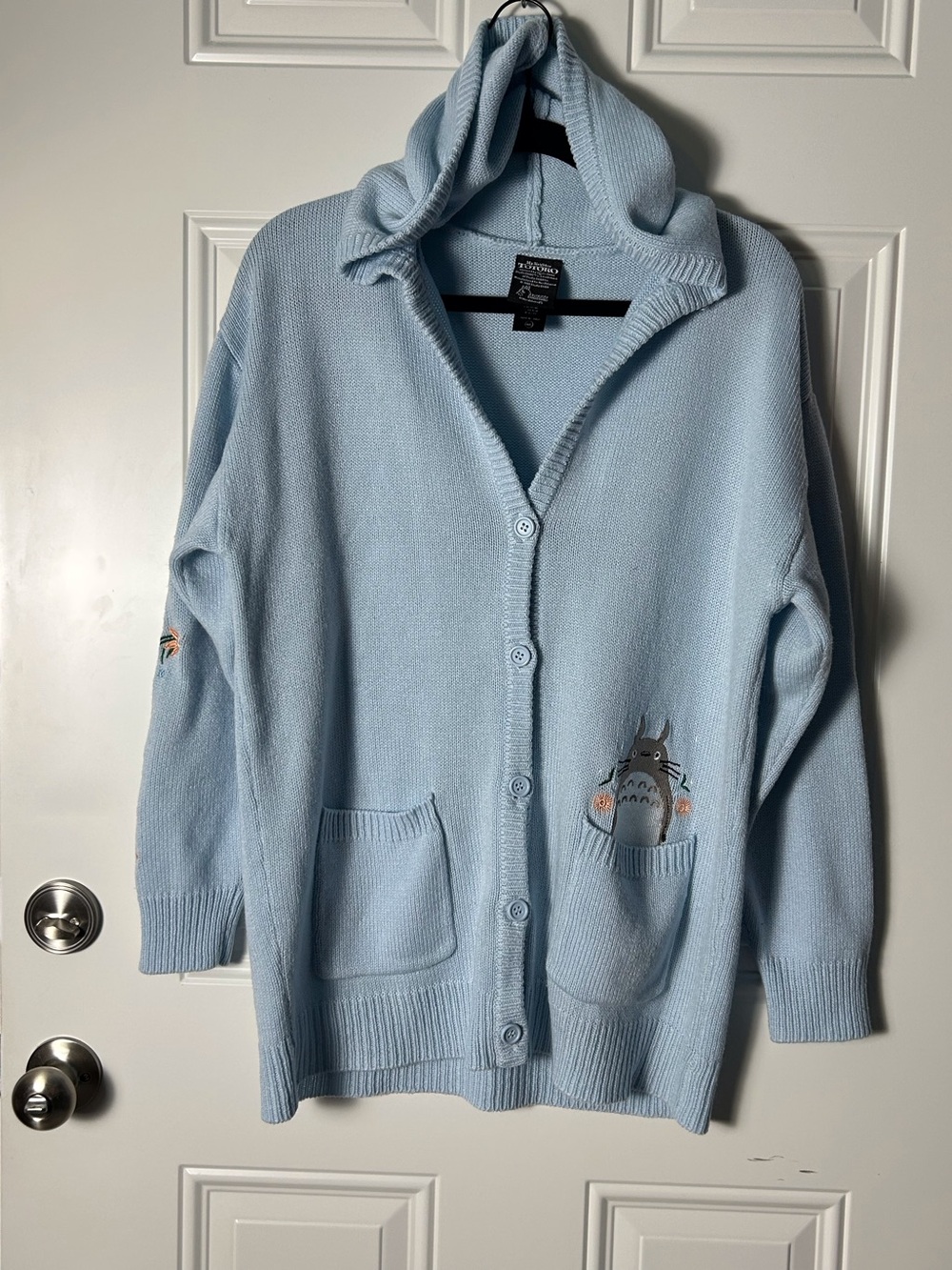 Her Universe Light Blue Hooded Cardigan Totoro Embroidery M by Studio Ghibli